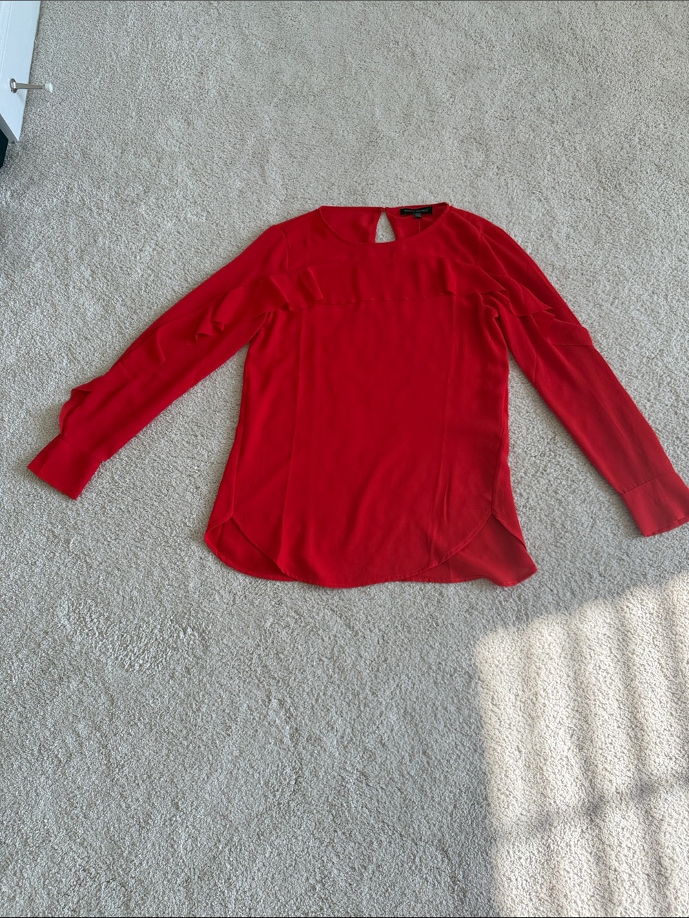 Banana Republic Red Long-Sleeve Keyhole Blouse